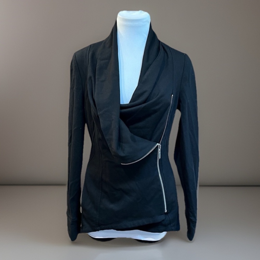 White House Black Market Ponte Cowl Neck Asymmetrical Zip Front Jacket sz M